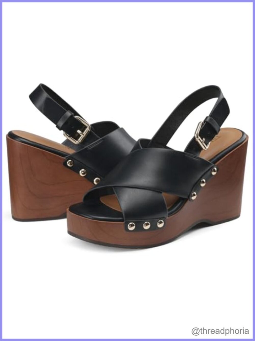 Womens Wedge Platform Sandals 4.13 Inch Square Toe Crisscross Slingback